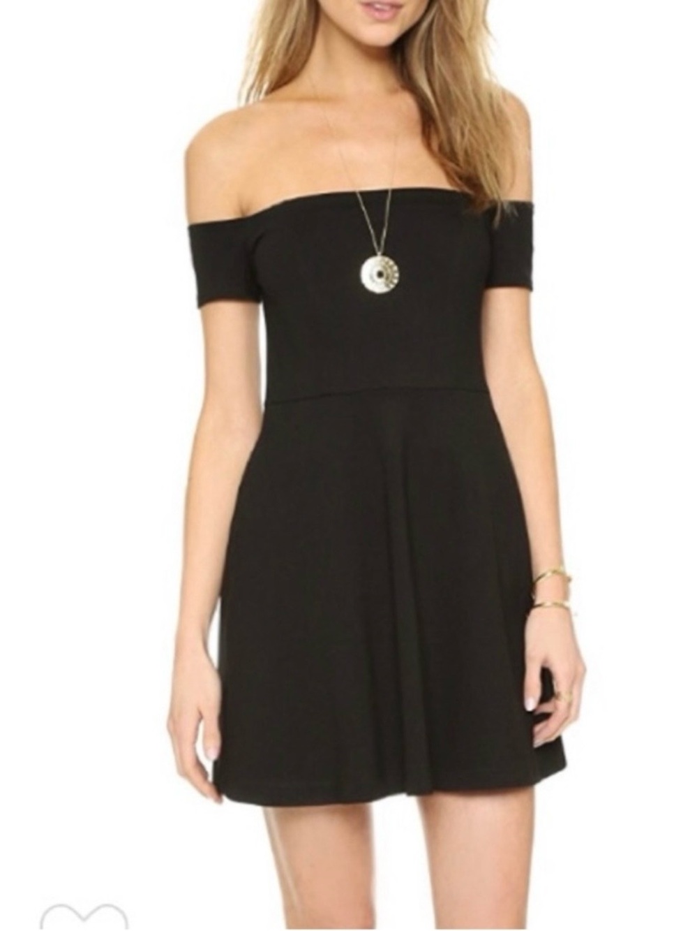 Free People Dress Off Shoulder Mambo Pullover Black Size Large OB496280